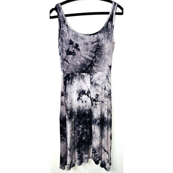 Tie-Dye Tank Dress By Olivia Rae New York Rayon/Spandex Blend Large Black & Gray - Picture 2 of 4